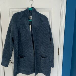 Barefoot dreams, cozy, chic, directional, ribbed, cardigan, large blue New